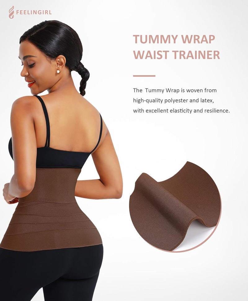 FeelinGirl Waist Trainer for Women Bandage Wrap Trimmer Belt Long Torso Tummy Wraps Belly Body Shaper Waist Trimmer Belt - Image 4